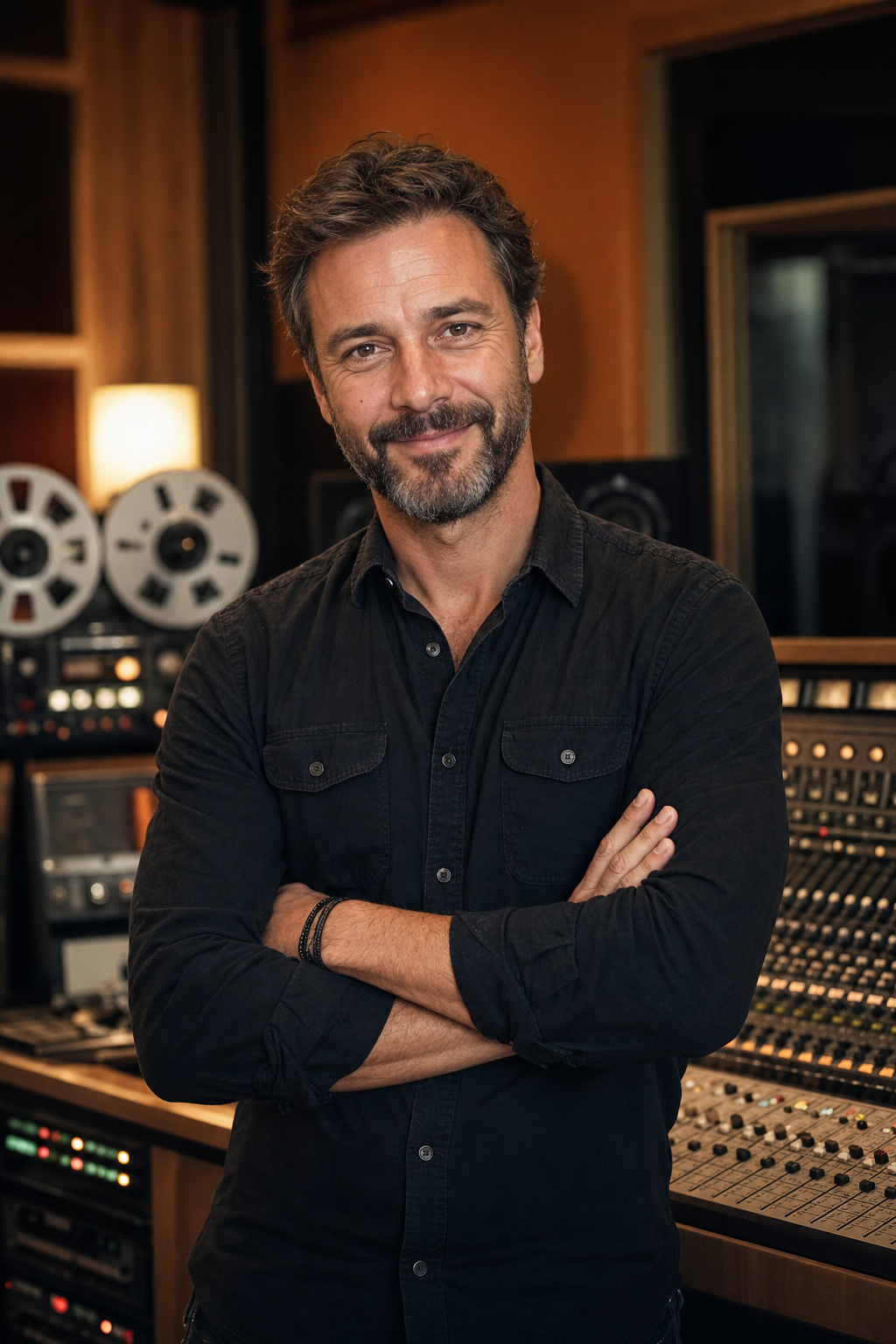 Sébastien Caron, fondateur du studio, dans son atelier d'enregistrement à Saint-Malo